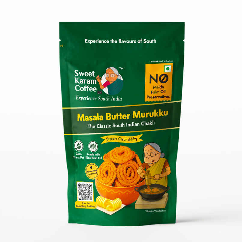 Sweet Karam Coffee Masala Butter Murukku Namkeen - No Palm Oil Sweet Karam Coffee Masala Butter Murukku Namkeen - No Palm Oil