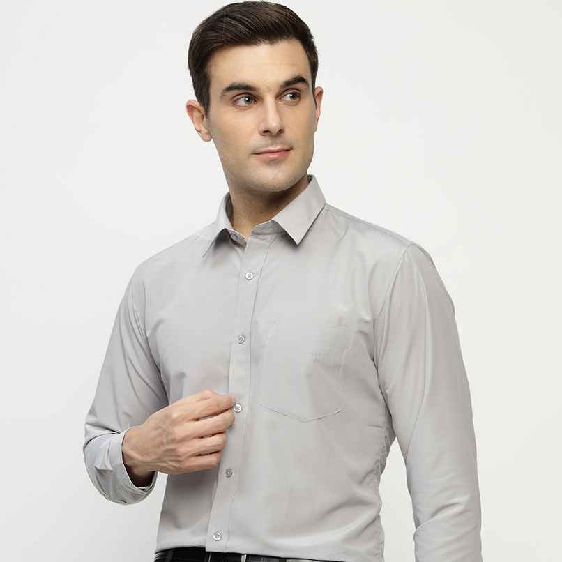 English Navy Men's Polycotton Solid Slim Fit Formal Shirt | Grey | XL
