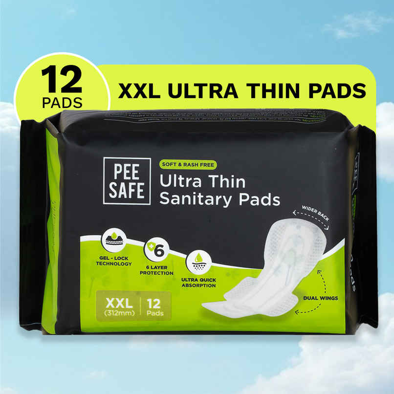 Pee Safe Ultra Thin Rash Free Sanitary Pads 12 XXL