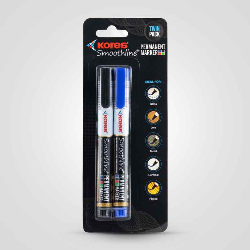 Kores Smoothline Plus Permanent Marker | Set of 2 Kores Smoothline Plus Permanent Marker | Set of 2