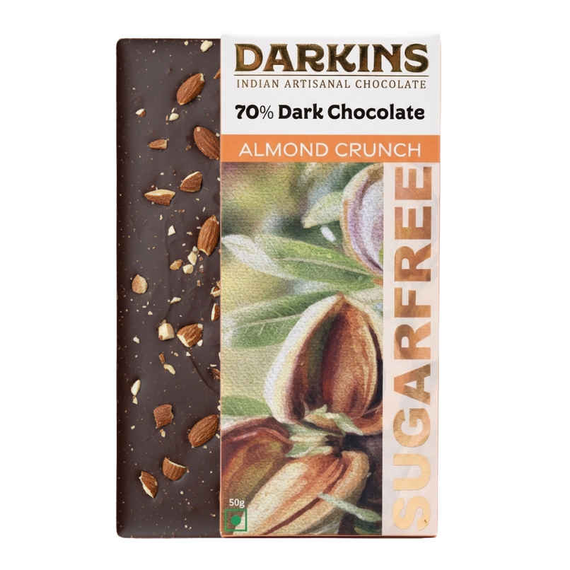 Darkins Sugar Free Dark Chocolate 70% | Almond Crunch