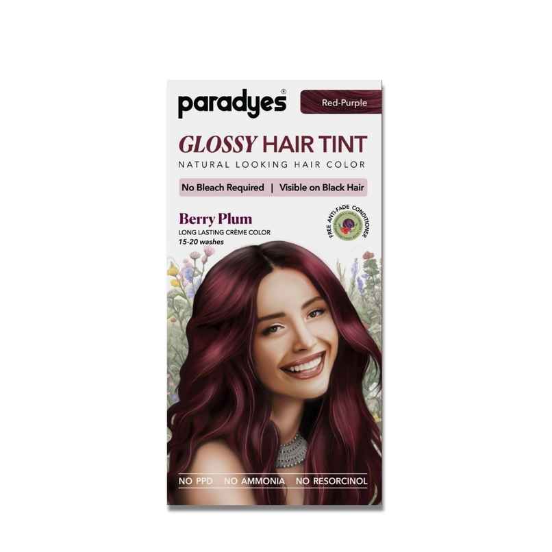 Paradyes No Bleach Berry Plum Glossy Hair Tint, Ammonia|free Hair Color for Natural Black Hair
