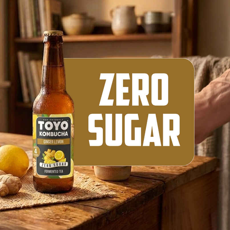 Toyo Kombucha Zero Sugar Ginger Lemon | Non-Alcoholic Kombucha