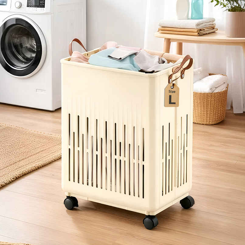 homeessentials Foldable Polypropylene Laundry Basket | Beige