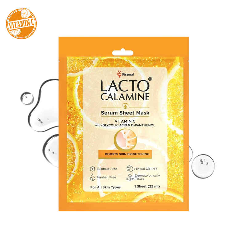Lacto Calamine Vitamin C Face Sheet Mask with Antioxidant for Nourishing, Brightening & Glowing Skin Lacto Calamine Vitamin C Face Sheet Mask with Antioxidant for Nourishing, Brightening & Glowing Skin