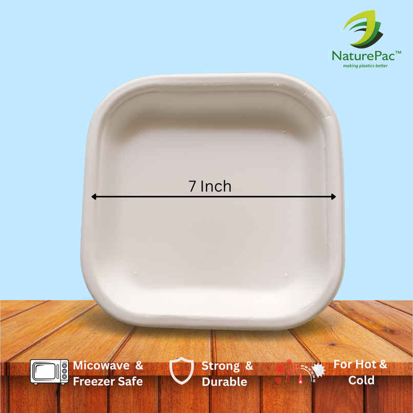Bagasse Plate | 7 inch | Square | Naturepac Bagasse Plate | 7 inch | Square | Naturepac