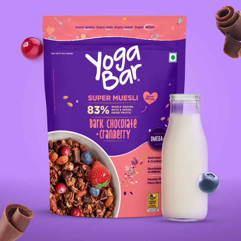 Yoga Bar Muesli Dark Chocolate + Cranberry, Omega - 3, Nuts & Seeds, Fibre Rich
