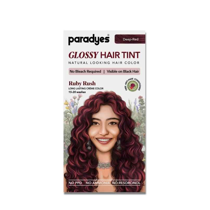 Paradyes No Bleach Ruby Rush Glossy Hair Tint, Ammonia|free Hair Color for Natural Black Hair
