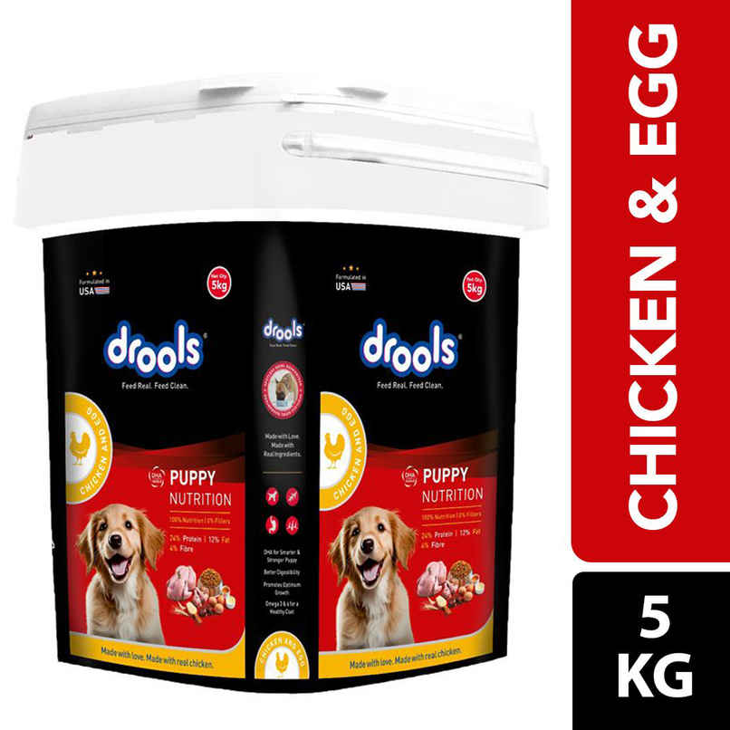 Drools Chicken And Egg Puppy Dry Dog Food Inside Container
