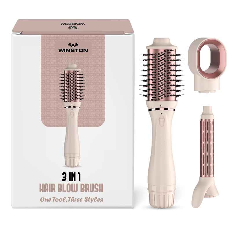 Winston 3 in 1 Hair Styling Blow Brush Blow Dryer, Curling Iron, & Volumizing Brush - Pink Winston 3 in 1 Hair Styling Blow Brush Blow Dryer, Curling Iron, & Volumizing Brush - Pink