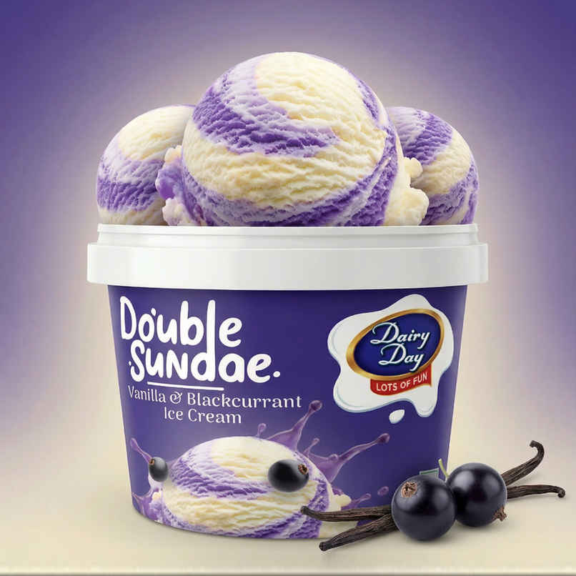 Dairy Day Vanilla & Blackcurrant Double Sundae Ice Cream Tub Dairy Day Vanilla & Blackcurrant Double Sundae Ice Cream Tub