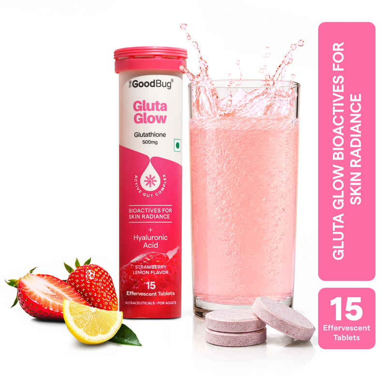 The Good Bug Gluta Glow Effervescent Tablets | 500mg Glutathione | Strawberry Lemon Flavour The Good Bug Gluta Glow Effervescent Tablets | 500mg Glutathione | Strawberry Lemon Flavour