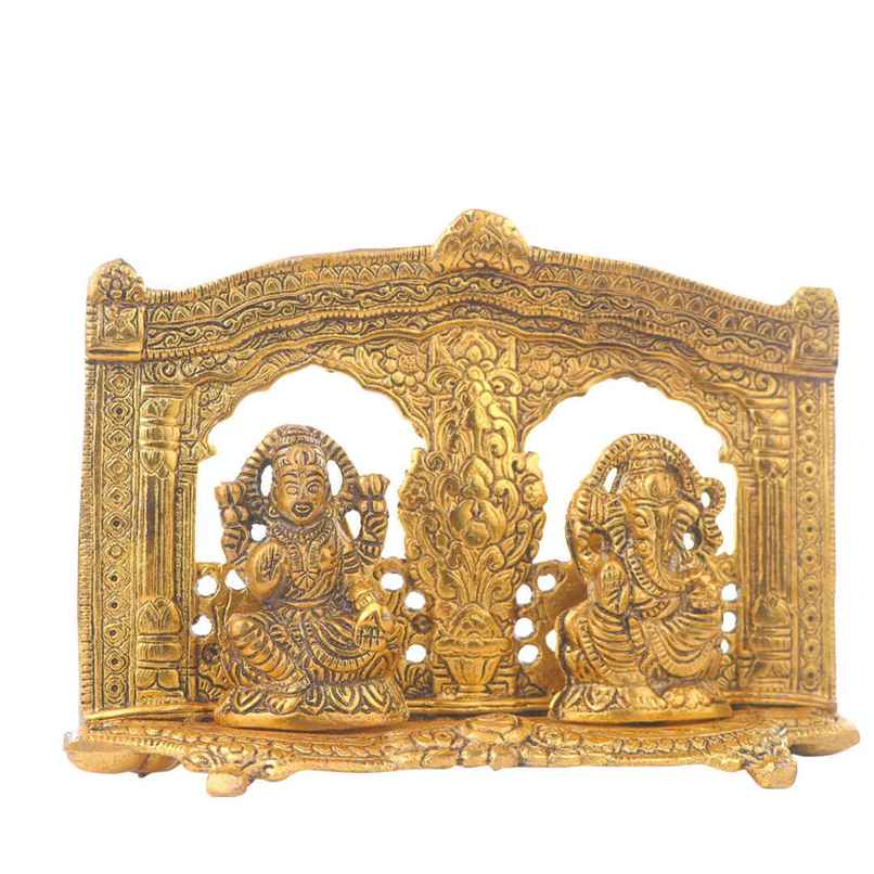 Laxmi,Ganesh Idol Mehrab Design in Gold Polish | Devnidhi Laxmi,Ganesh Idol Mehrab Design in Gold Polish | Devnidhi
