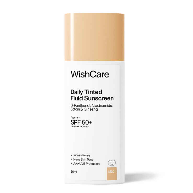 WishCare Daily Tinted Fluid Sunscreen SPF50PA++++ | M201 | All Skin Type | InVivo Tested
