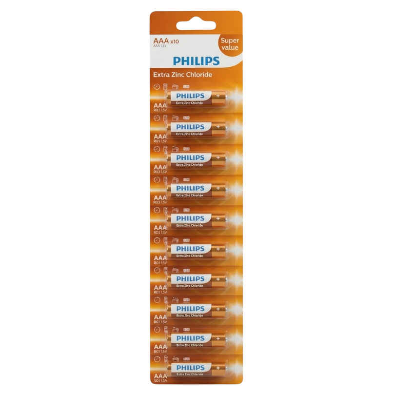 Philips Extra Zinc AAA Battery | 1.5V | Long Lasting | Leak Resistant Philips Extra Zinc AAA Battery | 1.5V | Long Lasting | Leak Resistant