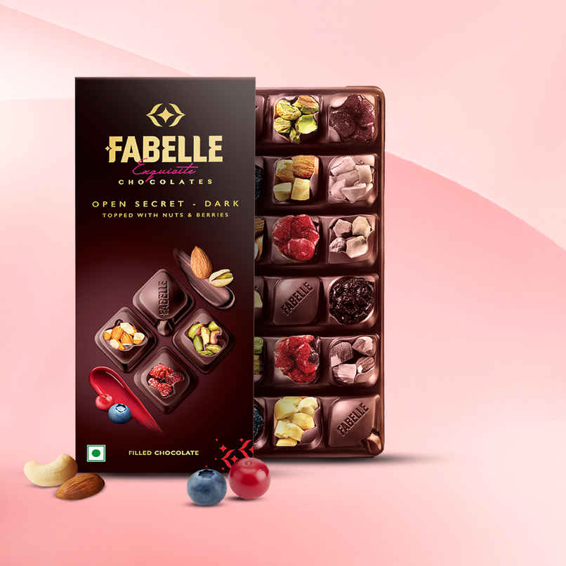 Fabelle Open Secret Dark Chocolate Handcrafted Bar with Exotic Nuts & Berries Handcrafted Bar