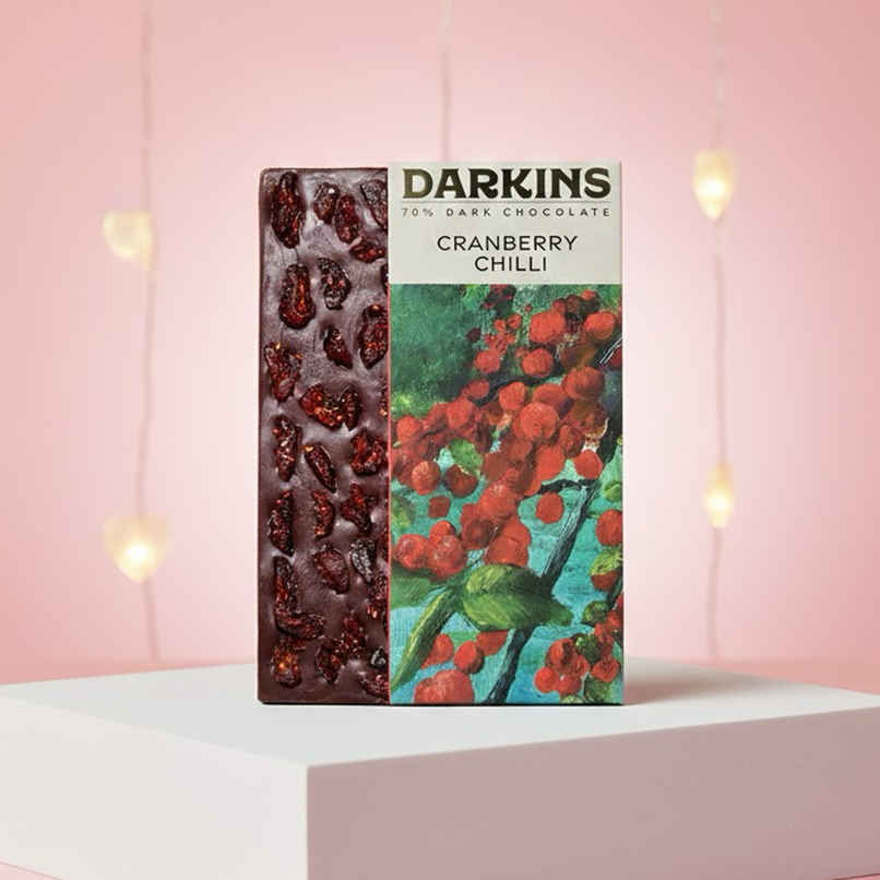 Darkins Indian Artisanal 70% Dark Cranberry & Chilli Chocolate
