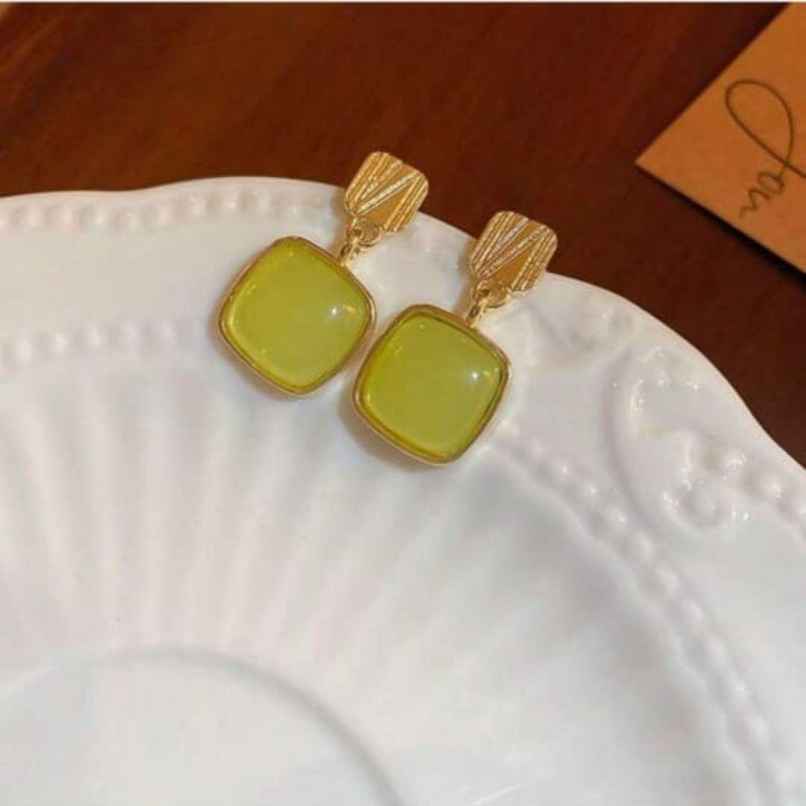 Estailo Fashion Crystal Drop Emerald Earrings for Women | Stylish Lightweight Statement Jewellery