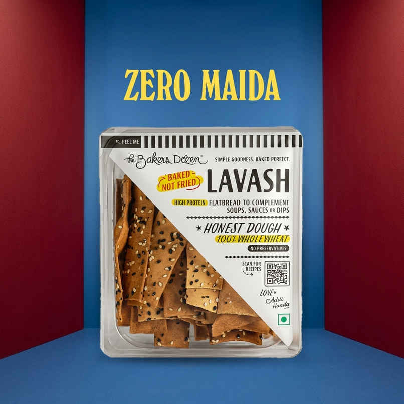 The Baker's Dozen Zero Maida Lavash Baked Snack No Palm Oil No preservatives Whole Wheat