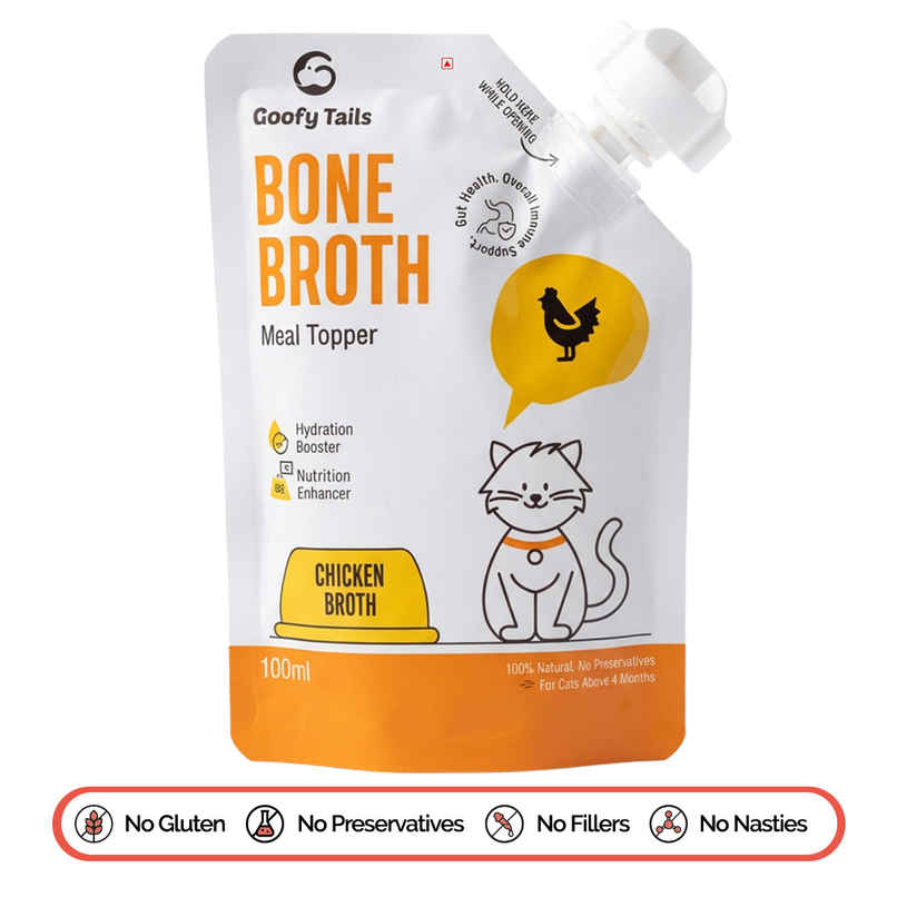 Goofy Tails Chicken Bone Broth for Cats | Collagen Rich Cat and Kitten Food Topper