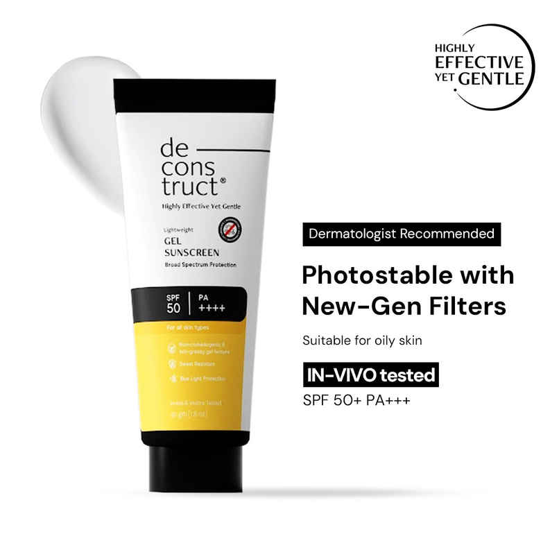 Deconstruct Gel Sunscreen SPF 50 PA ++++ | In-Vivo Tested | Lightweight Deconstruct Gel Sunscreen SPF 50 PA ++++ | In-Vivo Tested | Lightweight