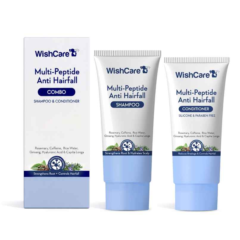 WishCare Multi Peptide Anti Hairfall Shampoo Conditioner Combo | Rice Water, Rosemary, HA & Caffeine