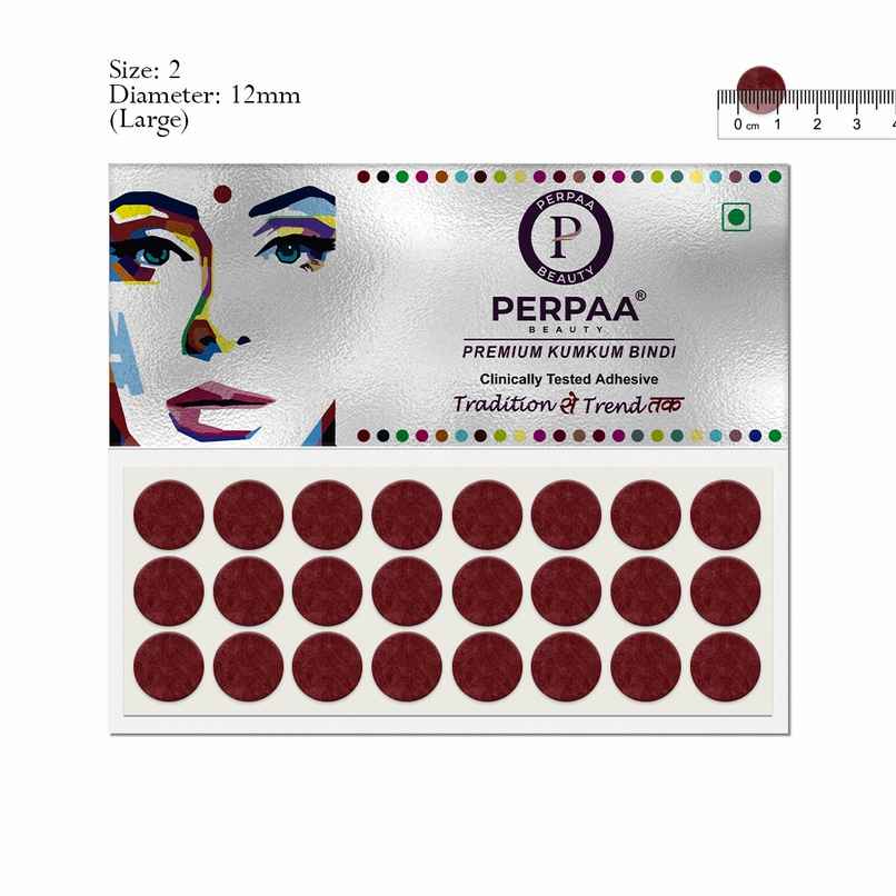 PERPAA Bindi Dark Maroon | 1 Flap | Size 2 Diameter 12 mm | Round Kumkum Bindi for women PERPAA Bindi Dark Maroon | 1 Flap | Size 2 Diameter 12 mm | Round Kumkum Bindi for women