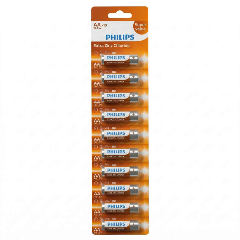 Philips AA Zinc Chloride Battery | 1.5V | Long Lasting | Leak Resistant
