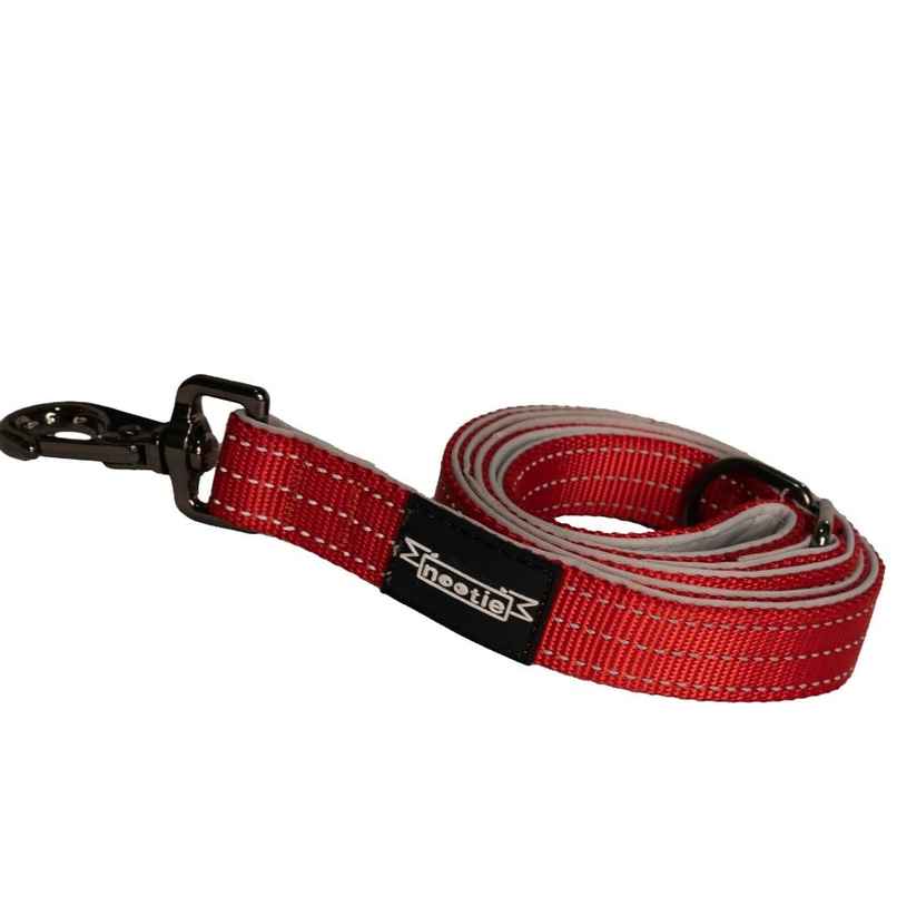 Nootie Plush Padded Leash Red Color With Grey | 32 Mm - XL - For Giant Dogs