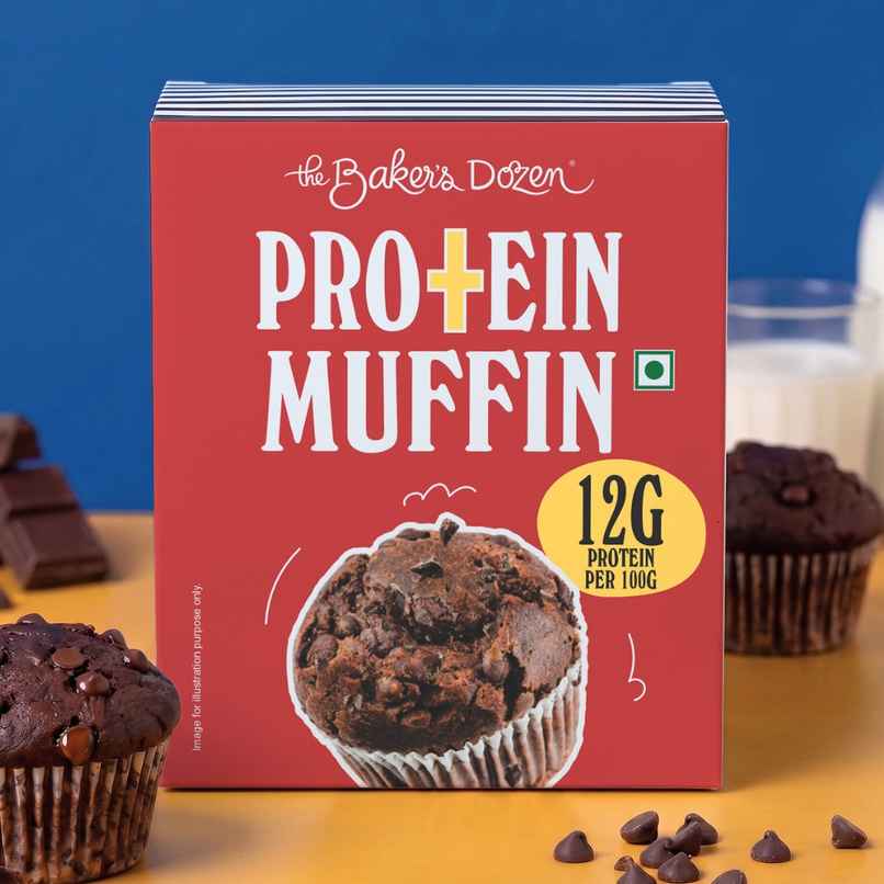The Baker's Dozen 12g Protein Muffin | Eggless | Cupcake with chocolate | Made with Cocoa Powder The Baker's Dozen 12g Protein Muffin | Eggless | Cupcake with chocolate | Made with Cocoa Powder