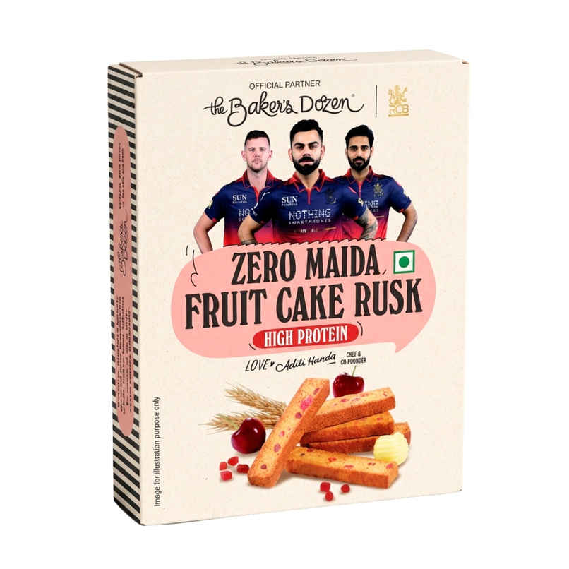 The Baker's Dozen Zero Maida Fruit Cake Rusk - High Protein The Baker's Dozen Zero Maida Fruit Cake Rusk - High Protein
