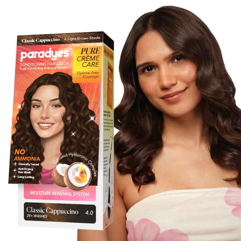 Paradyes Pure Creme Care No Ammonia Long Lasting Hair Color | Classic Cappuccino 4.0