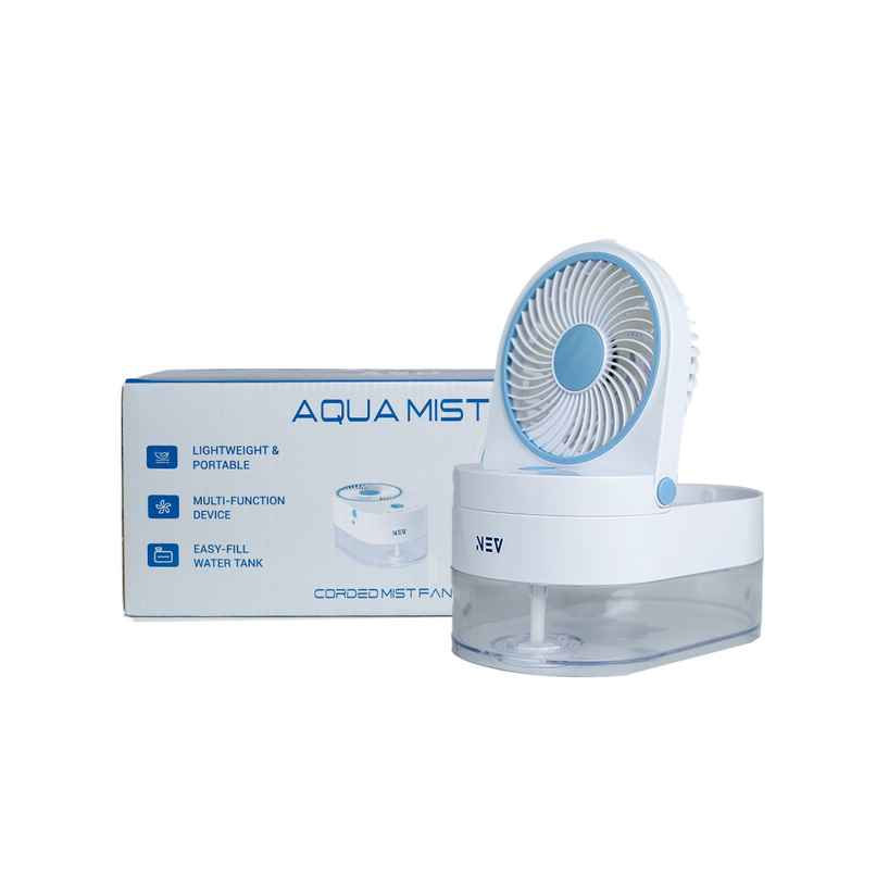 NEV Aqua Mist 4-in-1 Mini Desktop Fan with 3 Speeds | 500 ml Water Tank NEV Aqua Mist 4-in-1 Mini Desktop Fan with 3 Speeds | 500 ml Water Tank
