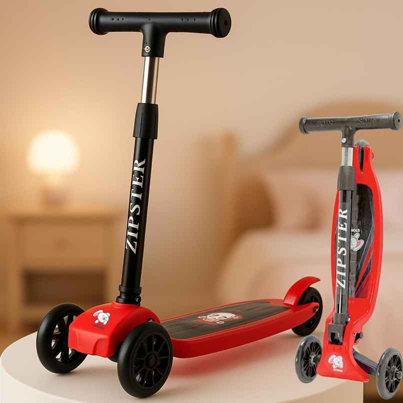 Storio Foldable Kick Scooter For Kids | Red And Black