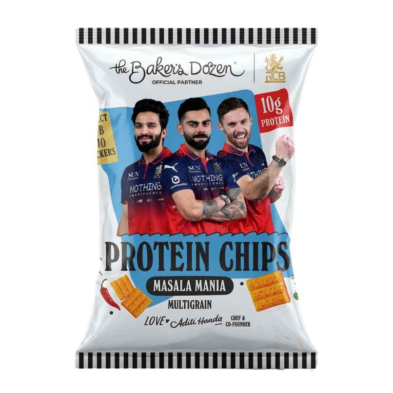 The Baker's Dozen Protein Chips Masala Mania Multigrain, 10g Protein The Baker's Dozen Protein Chips Masala Mania Multigrain, 10g Protein