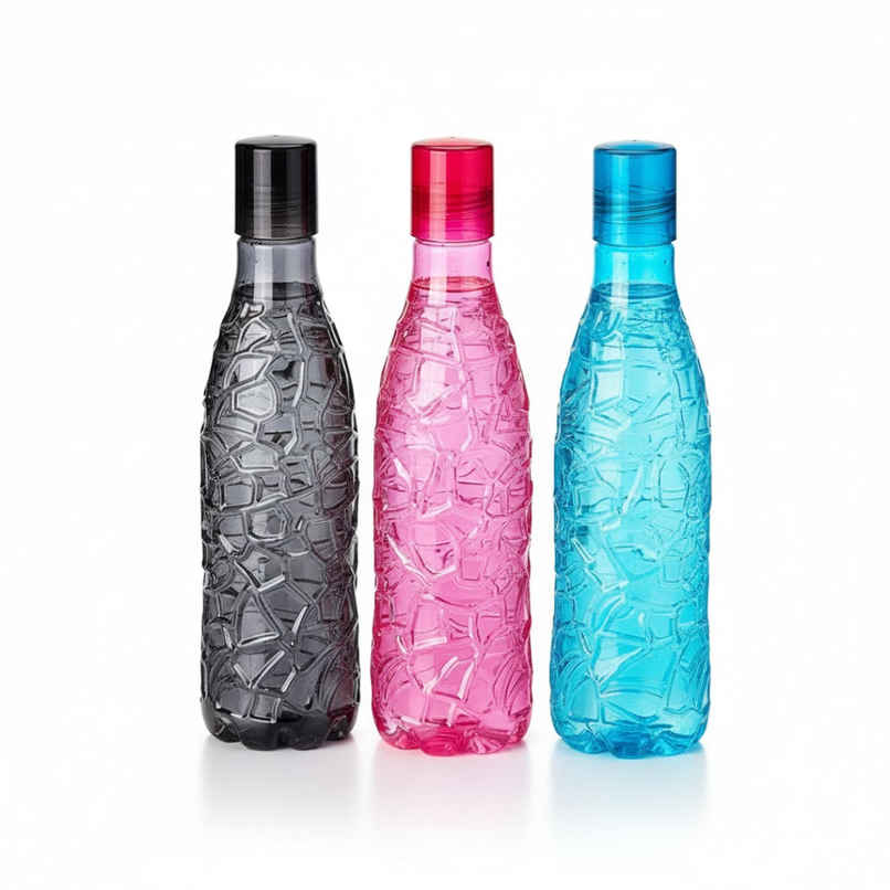 ReeQ Textured Fridge Water Bottle Set | BPA Free, Leakproof | Multicolor | 1 L