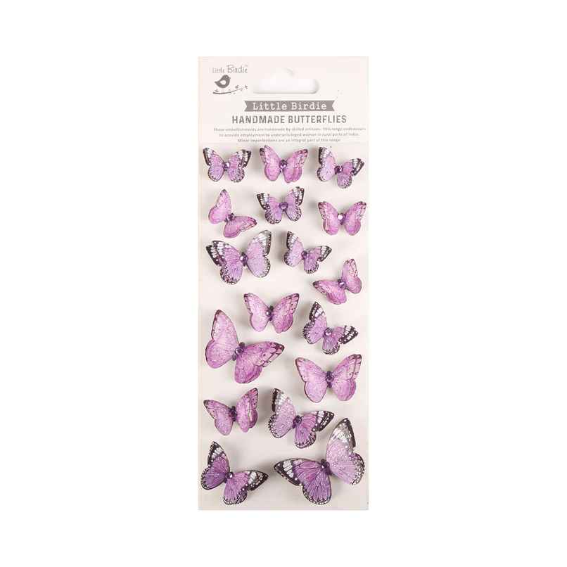 Itsy Bitsy Handmade Stickers Pastel Purple 3d Jewel Butterfly 17 Pc Pbci Lb