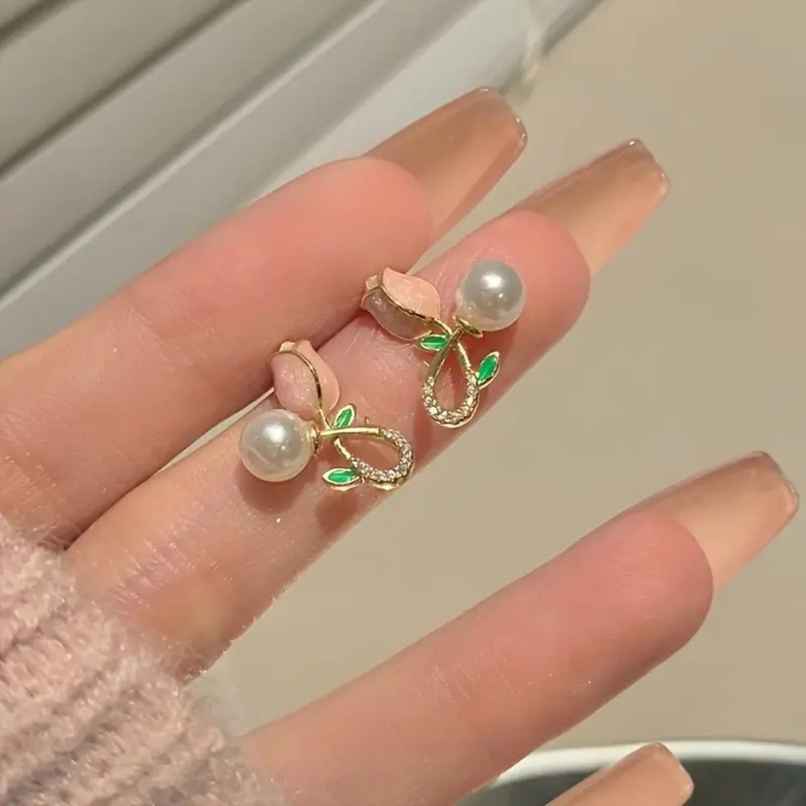 Beautynx Blossom Pearl Charm Earrings | Pink | BNX-EAR-0022