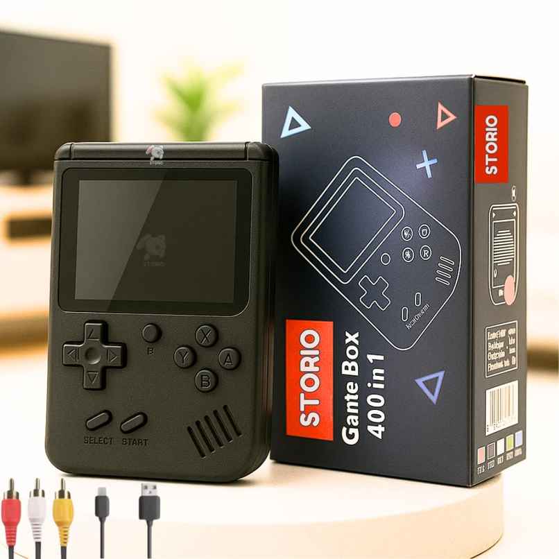 Storio Rechargeable Pocket Video Game For Kids 400 In 1 Retro Game Box | Black