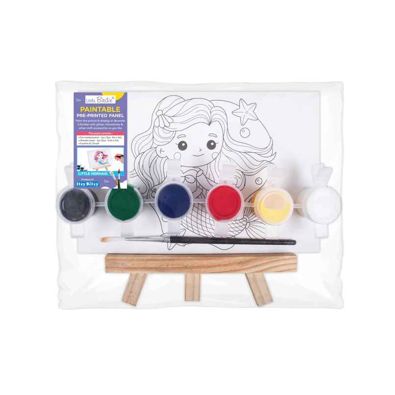 Itsy Bitsy Paintable Pre-printed Panel With Easel & Colours Little Mermaid 4x6 Inch Size 11cm Itsy Bitsy Paintable Pre-printed Panel With Easel & Colours Little Mermaid 4x6 Inch Size 11cm