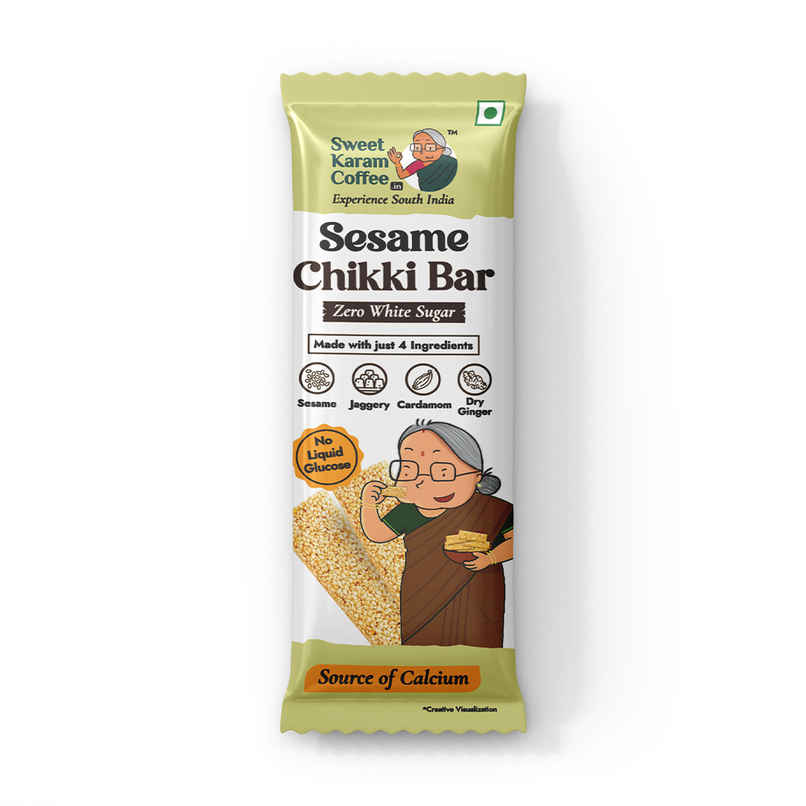Sweet Karam Coffee White Sesame Chikki Bar | No White Sugar