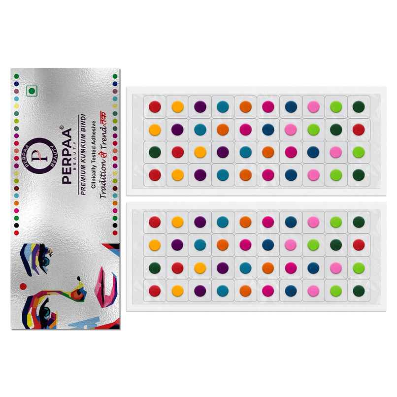 PERPAA Multicolor Bindi | 2 Flaps |Size 6 & 7 Diameter 4.2 mm & 4 mm | Round Kumkum Bindi for women PERPAA Multicolor Bindi | 2 Flaps |Size 6 & 7 Diameter 4.2 mm & 4 mm | Round Kumkum Bindi for women