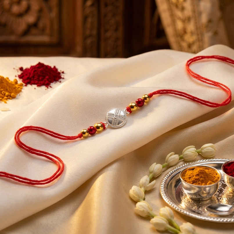 Rakhi for Brother | Royal Shield | Silver | Pack of 1 | P N Gadgil Jewellers Rakhi for Brother | Royal Shield | Silver | Pack of 1 | P N Gadgil Jewellers
