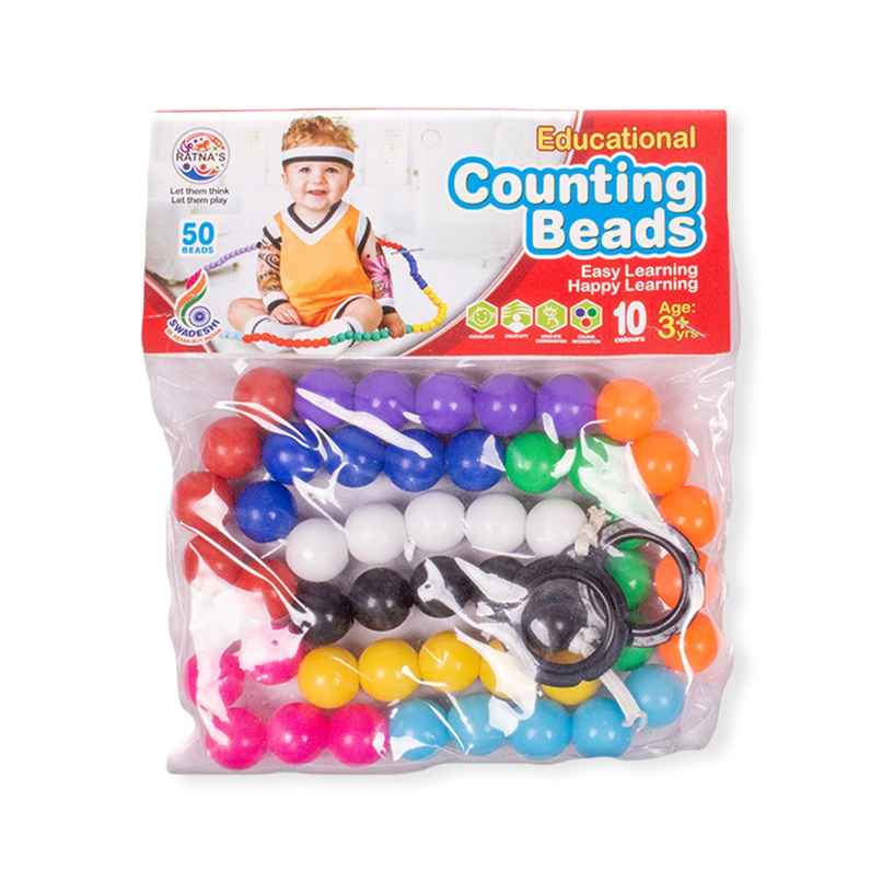 Ratna's Counting Beads 50 Beads for Infants | Develops Numbers, Colors, and Motor Skills