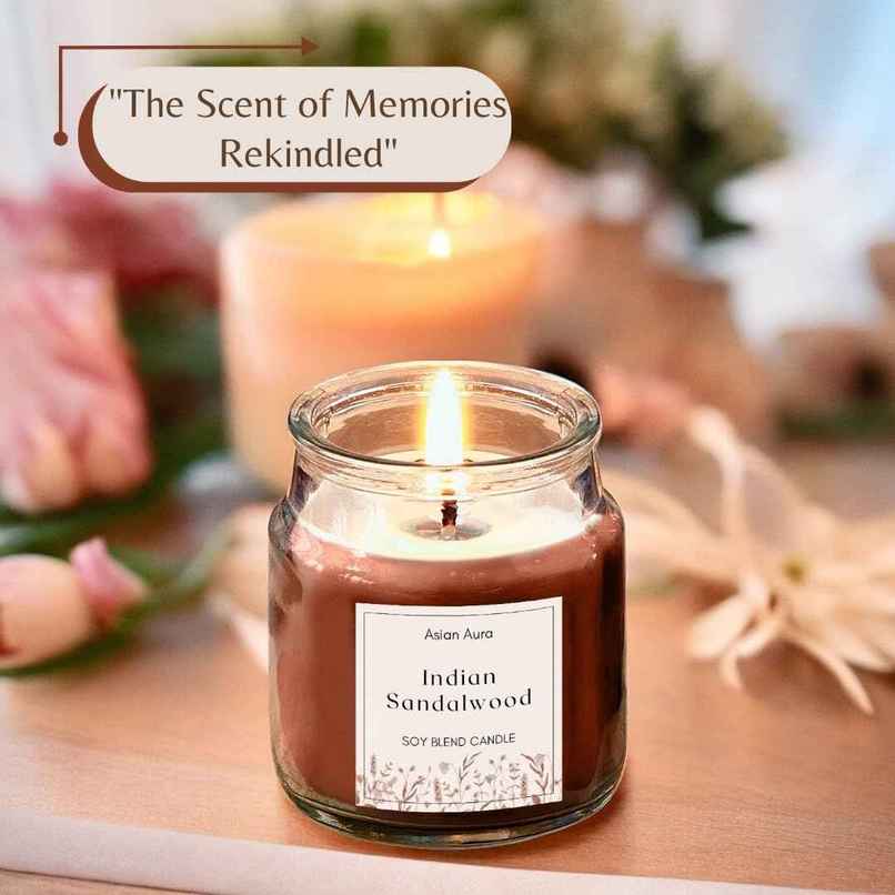 Scented Jar Candle | Indian Sandalwood | Fragranced 70G Wax | Asian Aura
