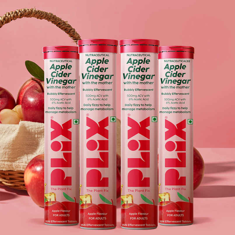 Plix The Plant Fix Apple Cider Vinegar - Apple Burst (Pack of 4)