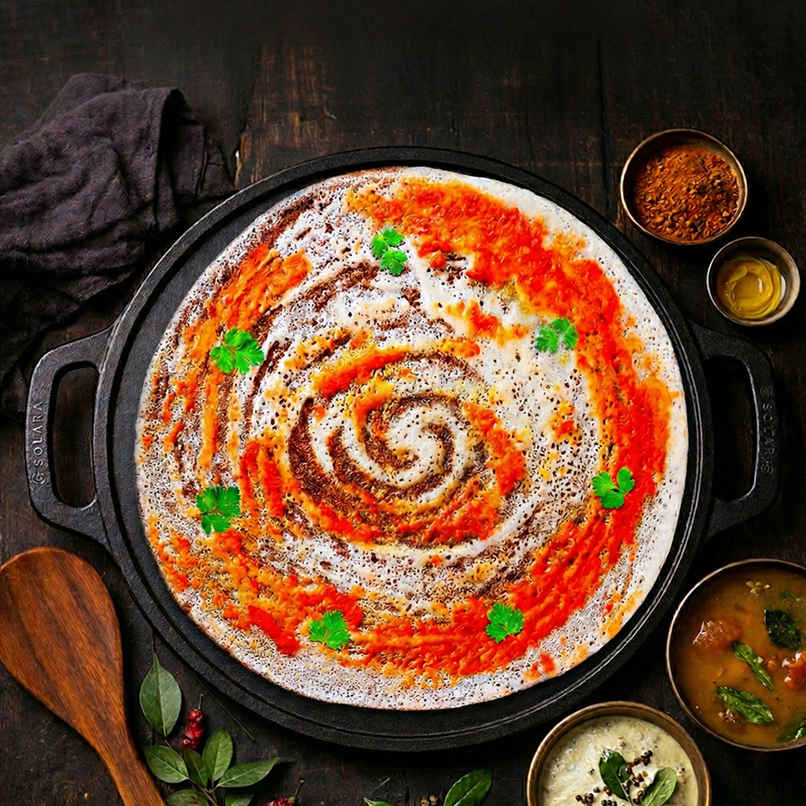 Solara Pre Seasoned Cast Iron Tawa For Dosa 12" Inch(30 Cm), 100% Pure And Toxin-Free Tawa
