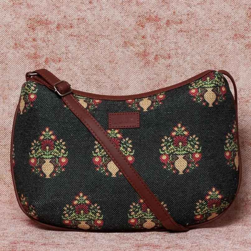 Zouk Women's Floral Vegan Leather 5.7 L Shoulder Handle Shoulder bag | Green - One Size