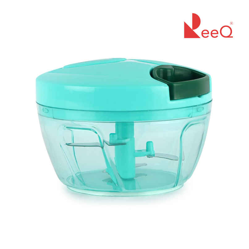 ReeQ Manual Pull Chopper -Mini Vegetable & Fruit Cutter with 3 Stainless Steel Blades