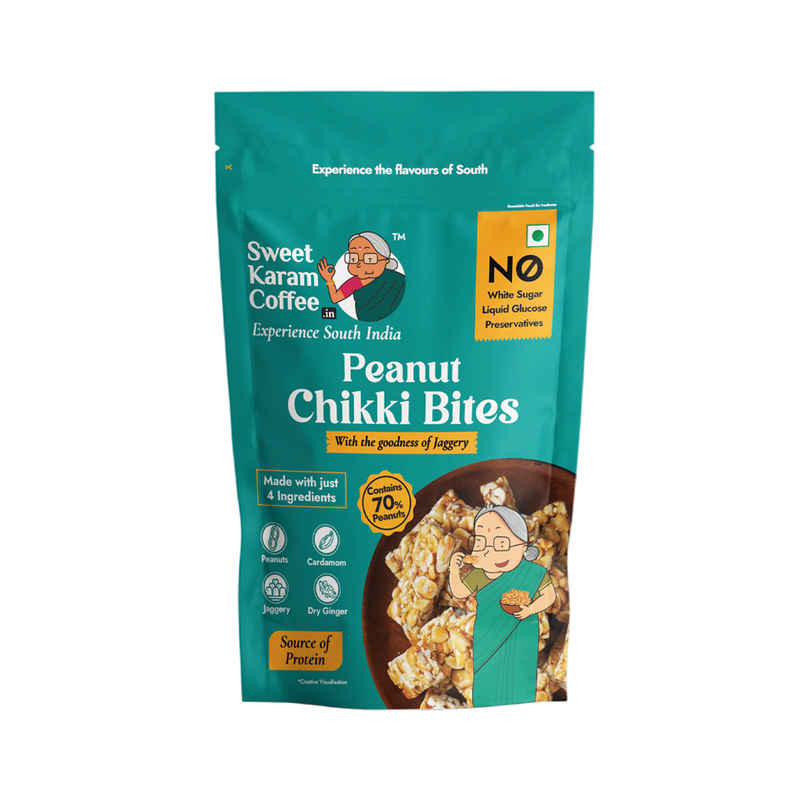 Sweet Karam Coffee Peanut Chikki Bites - No White Sugar, No Liquid Glucose